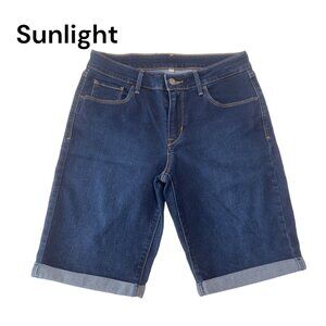 Levi's Women's Denim Bermuda Shorts W28 Rolled Hem Dark Blue 10 In Inseam